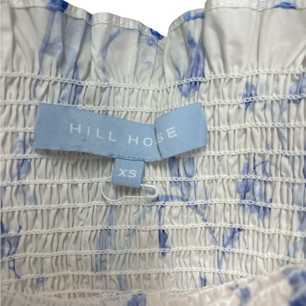 Hill House Home Nesli Nap Dress Blue Botanical Smocked Midi MSRP $175 XS - Picture 4 of 5